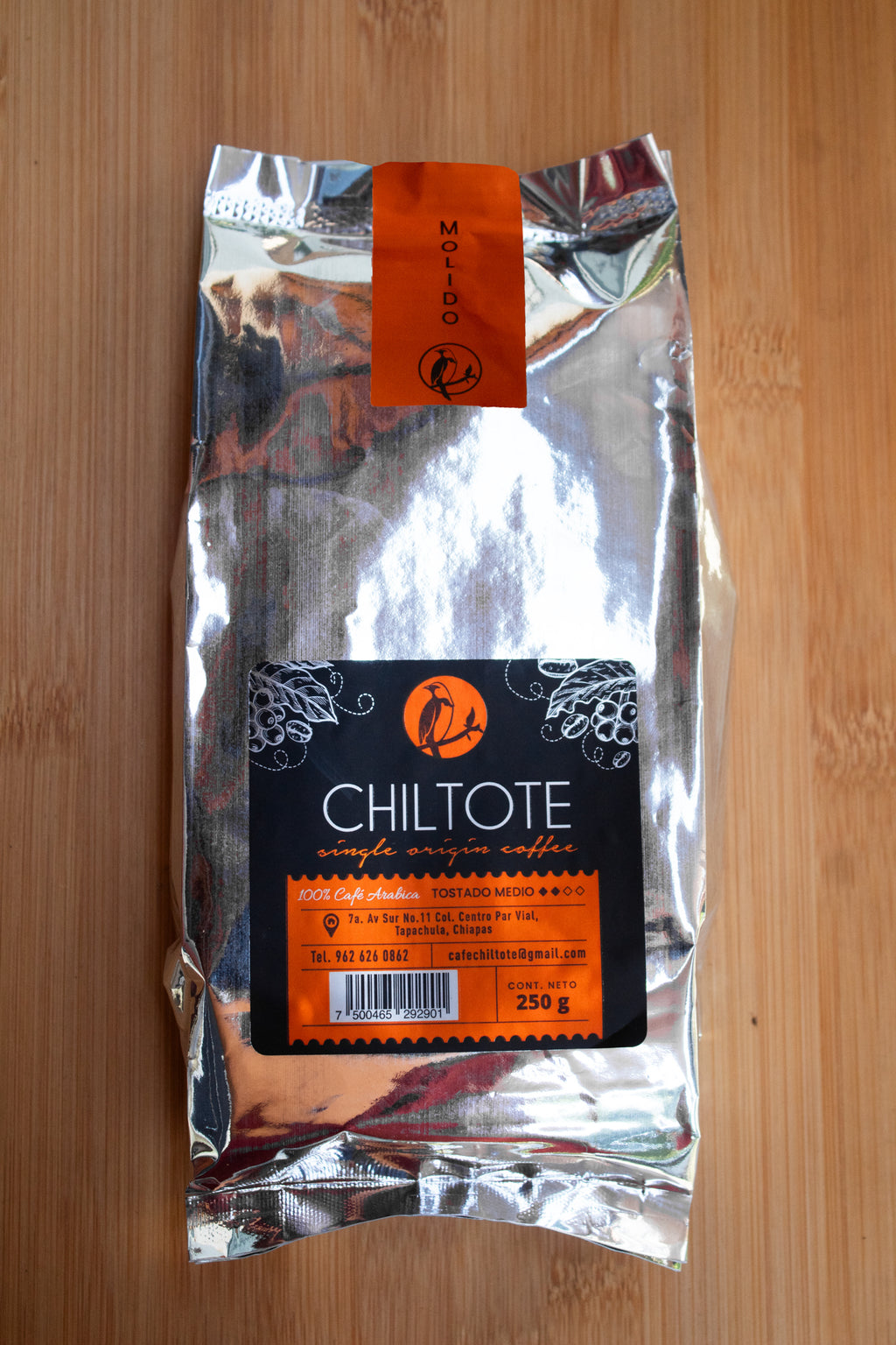 Café de especialidad del Soconusco 250g. Frescura garantizada: tueste medio directo de finca. El equilibrio perfecto para tu café diario. Compra en Cafechiltote.